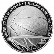 USA BASKETBALL HALL OF FAME $1 One Dollar Silver Coin Concave Convex Shaped 2020 Proof